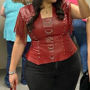 Red Leather Fringe Jacket
